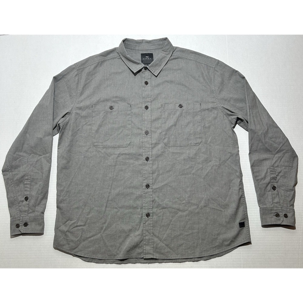 SITKA Ambary Shirt Mens 2XL XXL Grey Hemp Long Sleeve Button-Up Lightweight EUC